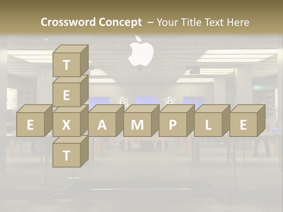 A Group Of People Standing Inside Of An Apple Store PowerPoint Template