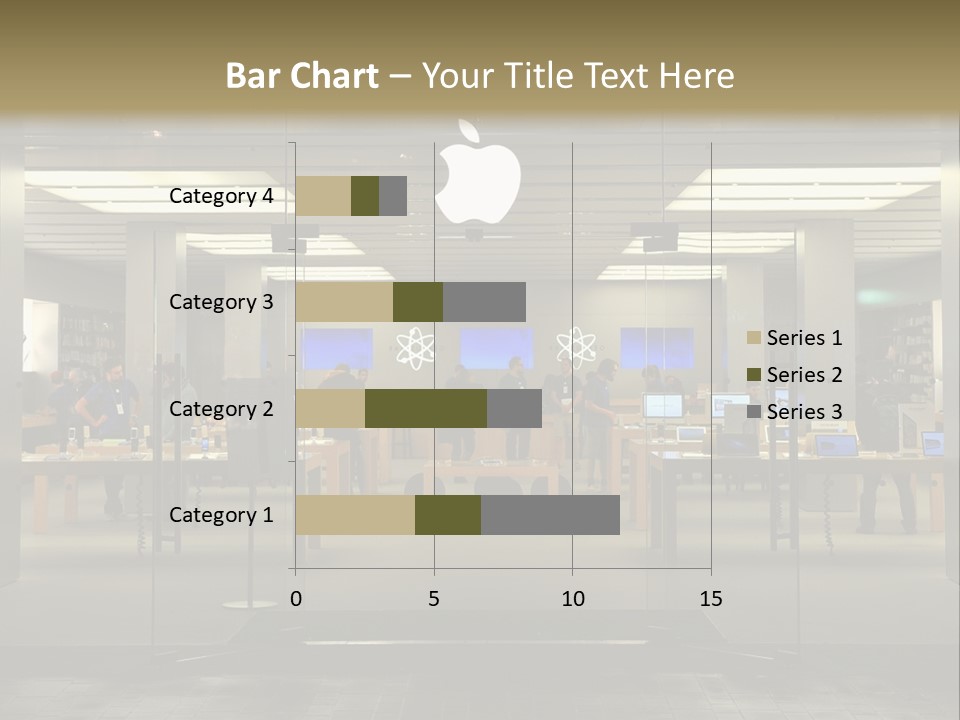 A Group Of People Standing Inside Of An Apple Store PowerPoint Template