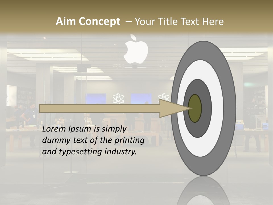 A Group Of People Standing Inside Of An Apple Store PowerPoint Template