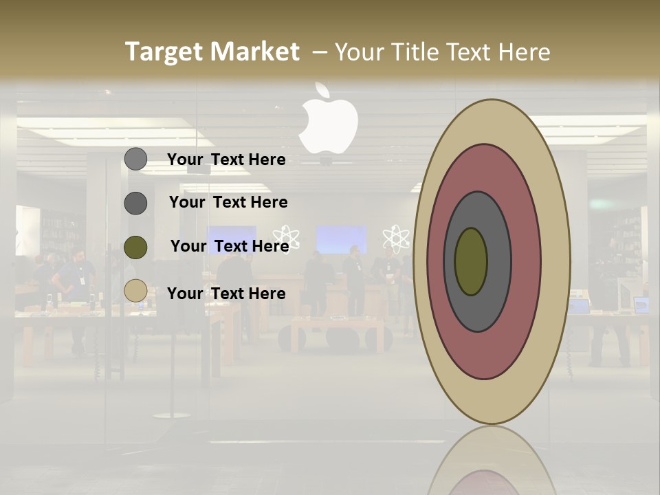 A Group Of People Standing Inside Of An Apple Store PowerPoint Template