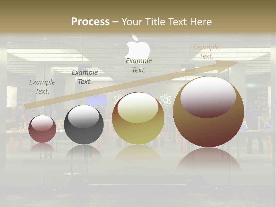 A Group Of People Standing Inside Of An Apple Store PowerPoint Template