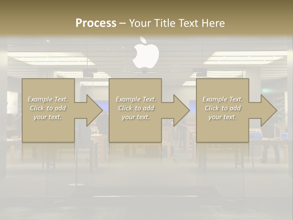 A Group Of People Standing Inside Of An Apple Store PowerPoint Template