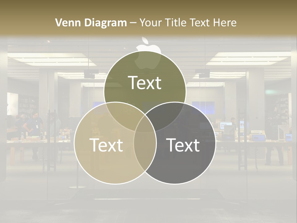 A Group Of People Standing Inside Of An Apple Store PowerPoint Template