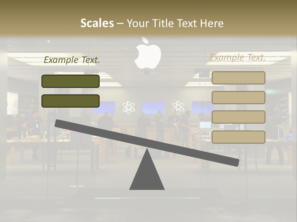 A Group Of People Standing Inside Of An Apple Store PowerPoint Template