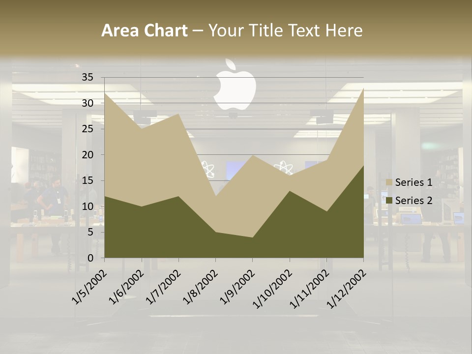 A Group Of People Standing Inside Of An Apple Store PowerPoint Template