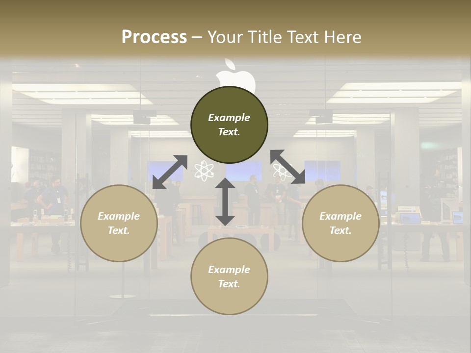 A Group Of People Standing Inside Of An Apple Store PowerPoint Template