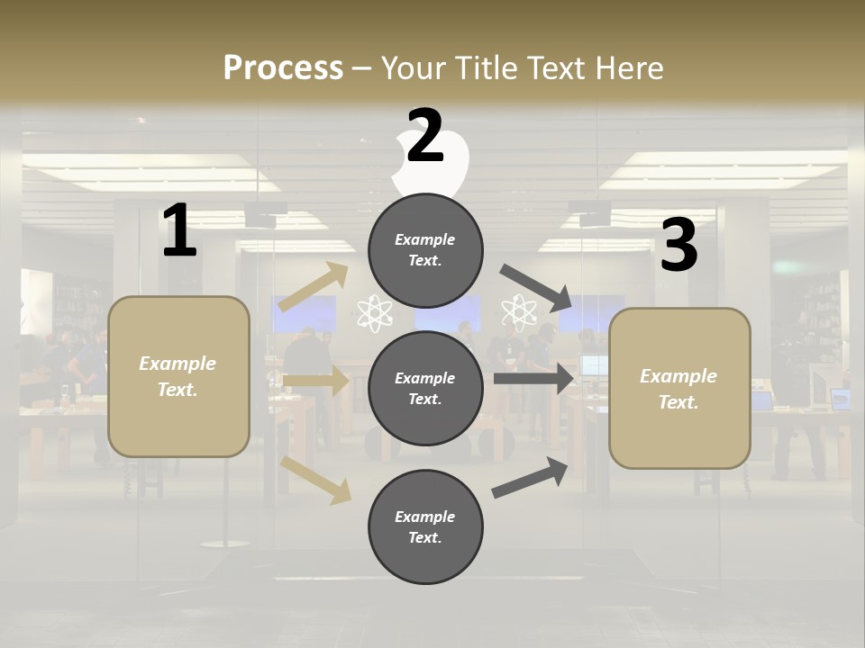 A Group Of People Standing Inside Of An Apple Store PowerPoint Template