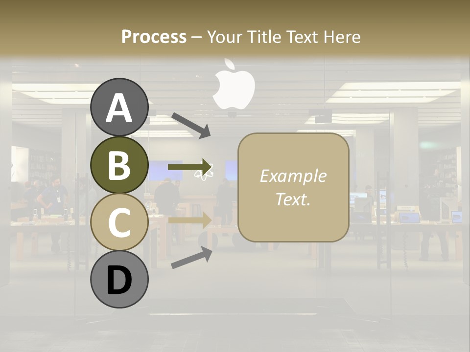 A Group Of People Standing Inside Of An Apple Store PowerPoint Template