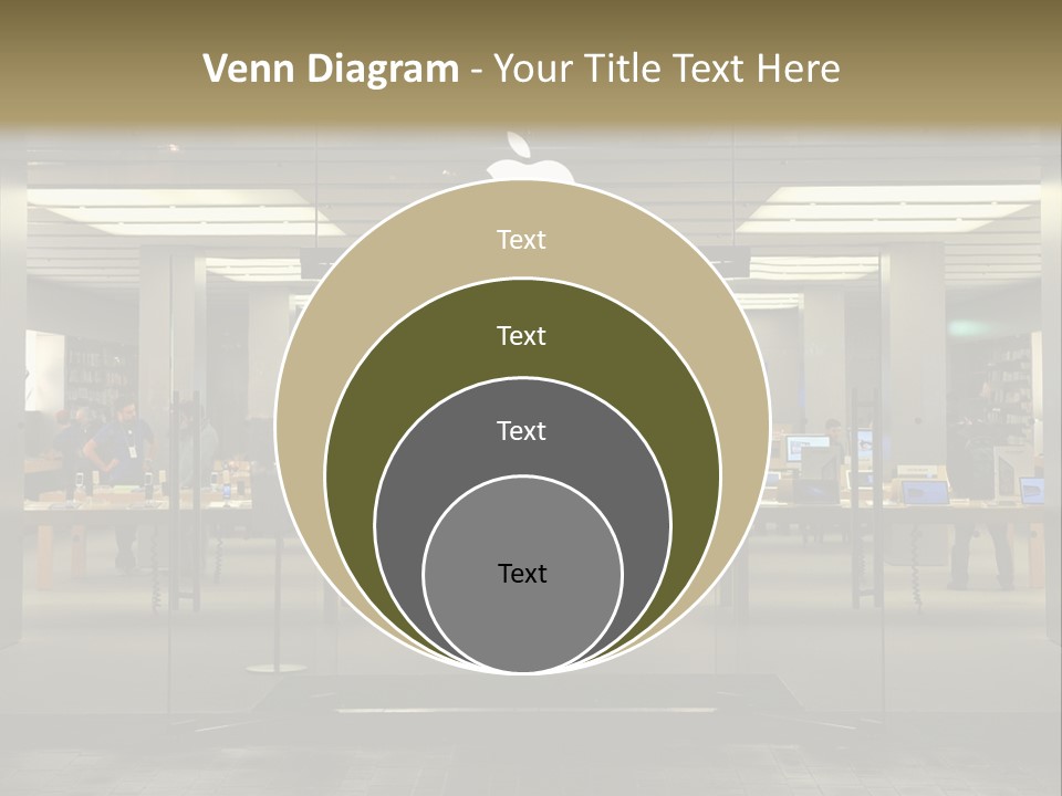 A Group Of People Standing Inside Of An Apple Store PowerPoint Template