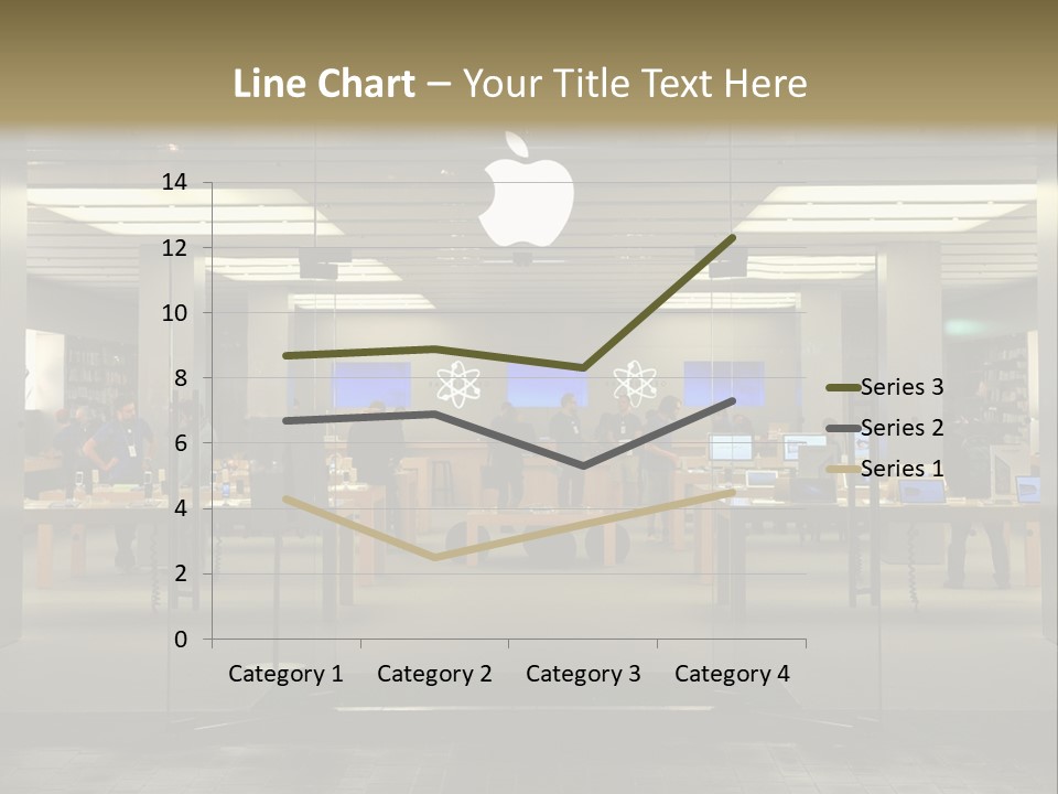 A Group Of People Standing Inside Of An Apple Store PowerPoint Template