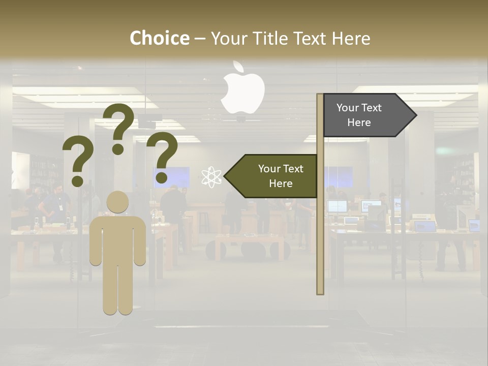 A Group Of People Standing Inside Of An Apple Store PowerPoint Template