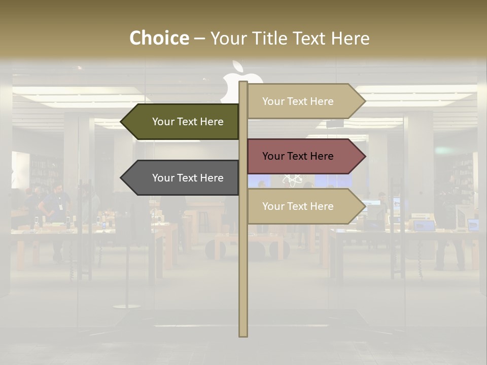 A Group Of People Standing Inside Of An Apple Store PowerPoint Template