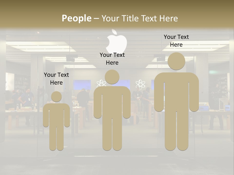 A Group Of People Standing Inside Of An Apple Store PowerPoint Template