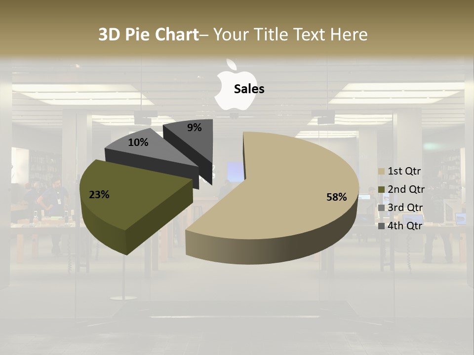 A Group Of People Standing Inside Of An Apple Store PowerPoint Template
