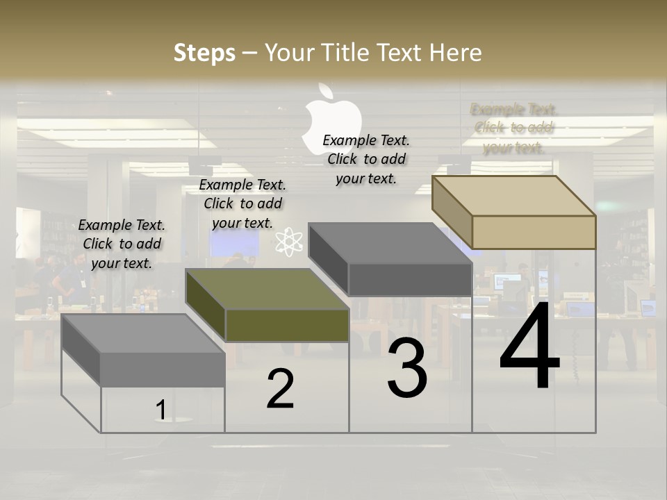 A Group Of People Standing Inside Of An Apple Store PowerPoint Template