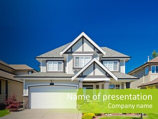 A House With A Green Sign In Front Of It PowerPoint Template