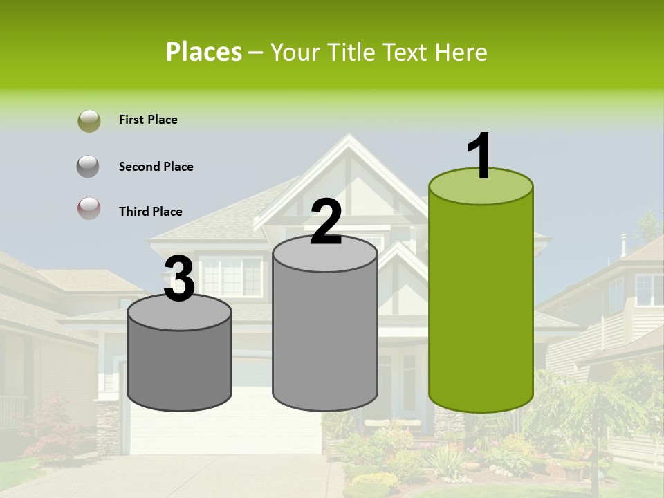 A House With A Green Sign In Front Of It PowerPoint Template