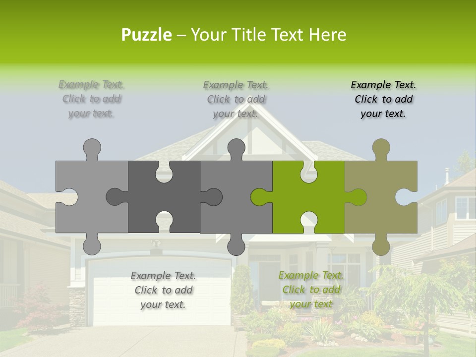 A House With A Green Sign In Front Of It PowerPoint Template