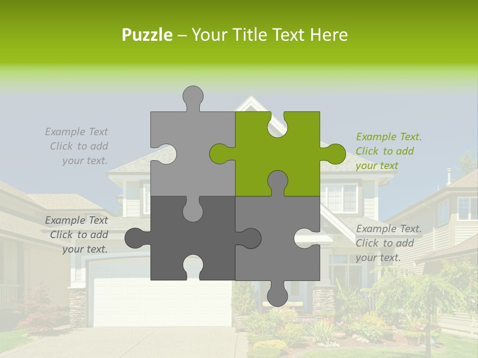 A House With A Green Sign In Front Of It PowerPoint Template