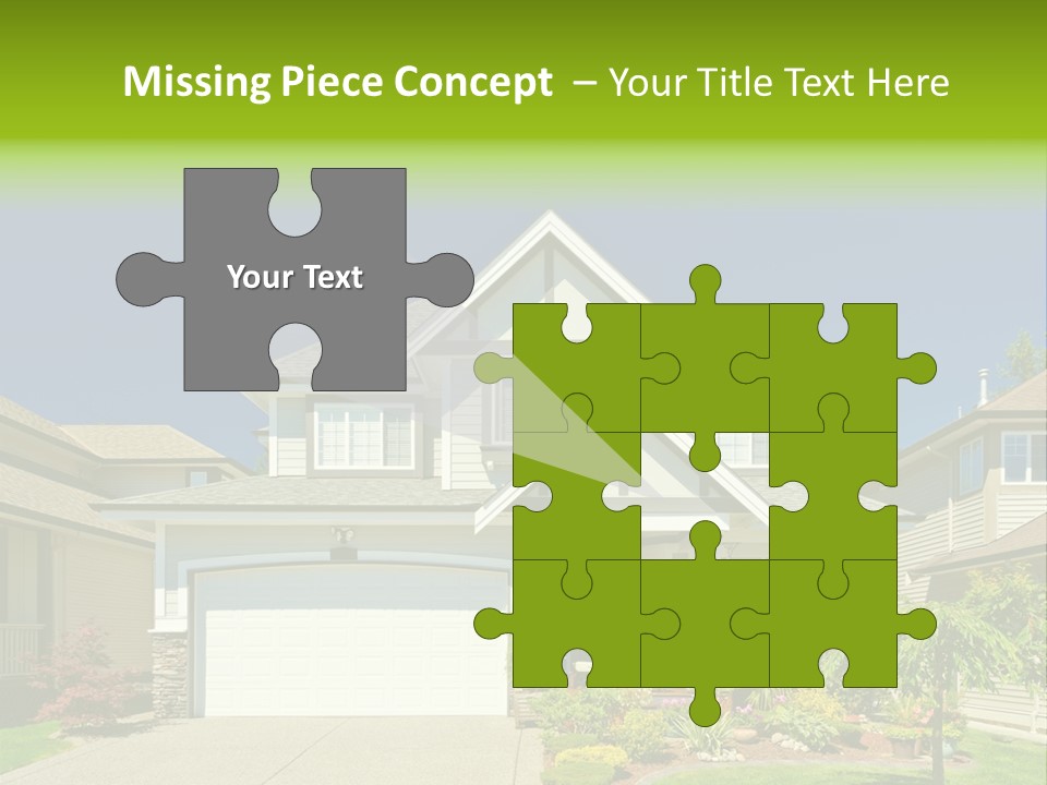 A House With A Green Sign In Front Of It PowerPoint Template