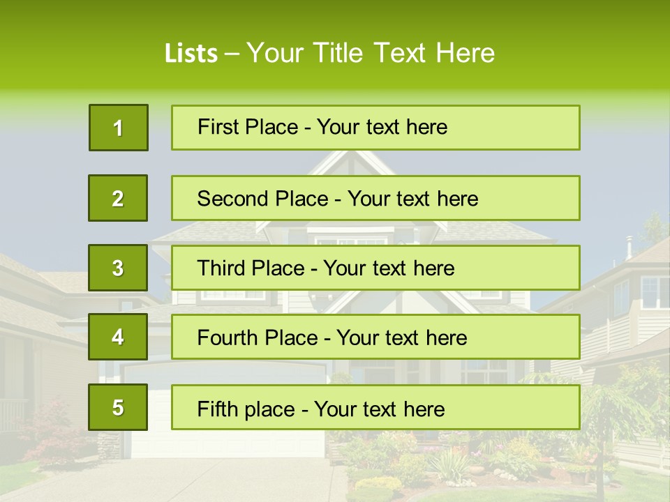 A House With A Green Sign In Front Of It PowerPoint Template