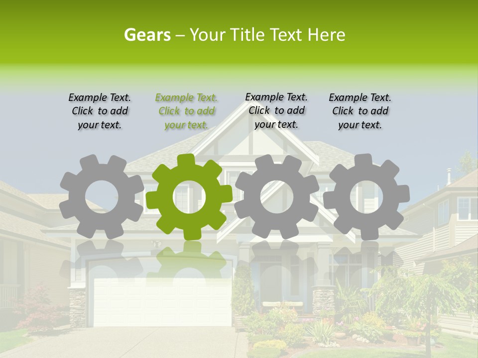 A House With A Green Sign In Front Of It PowerPoint Template