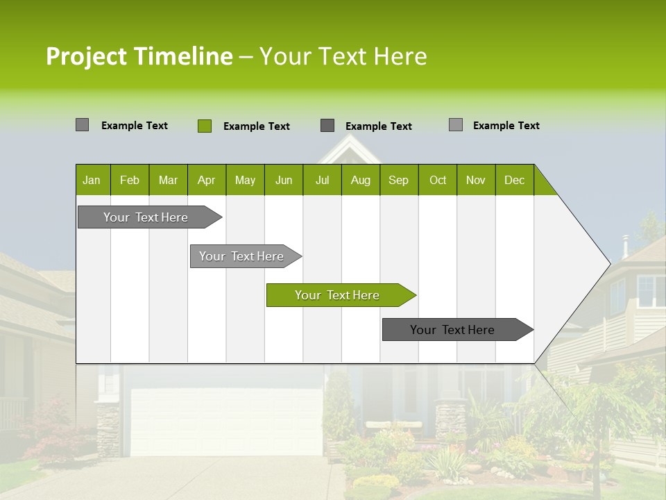 A House With A Green Sign In Front Of It PowerPoint Template