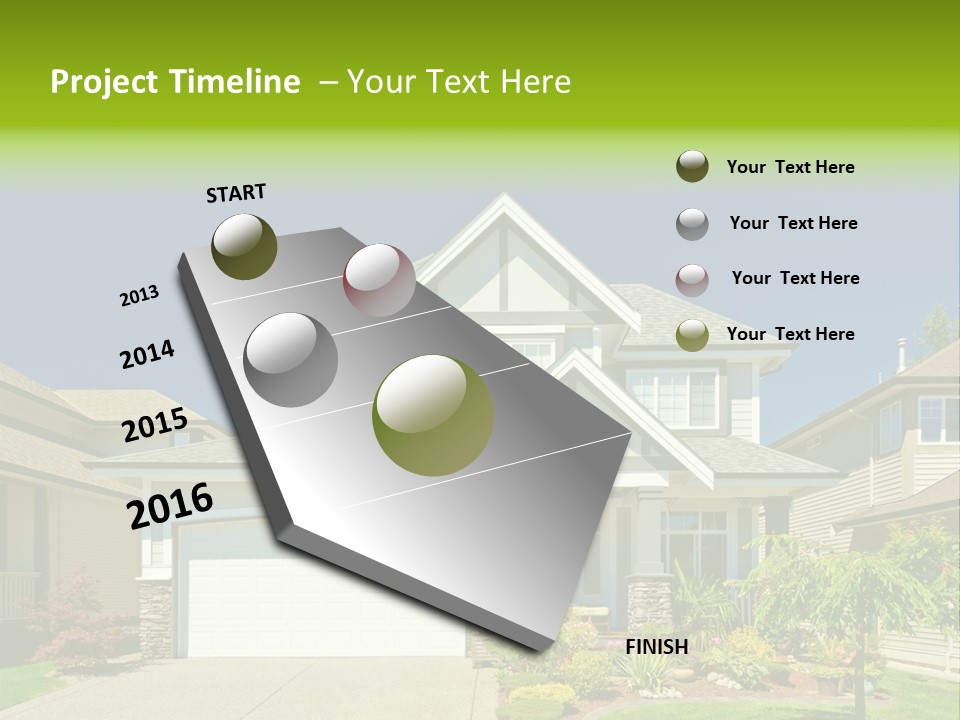 A House With A Green Sign In Front Of It PowerPoint Template