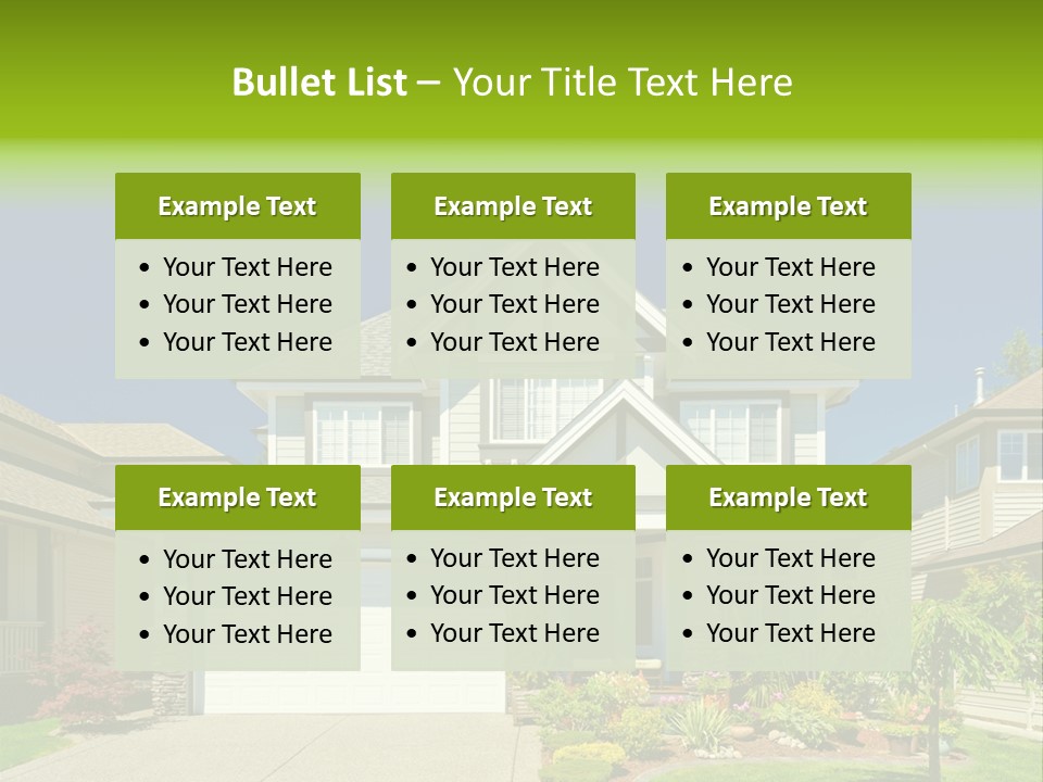 A House With A Green Sign In Front Of It PowerPoint Template