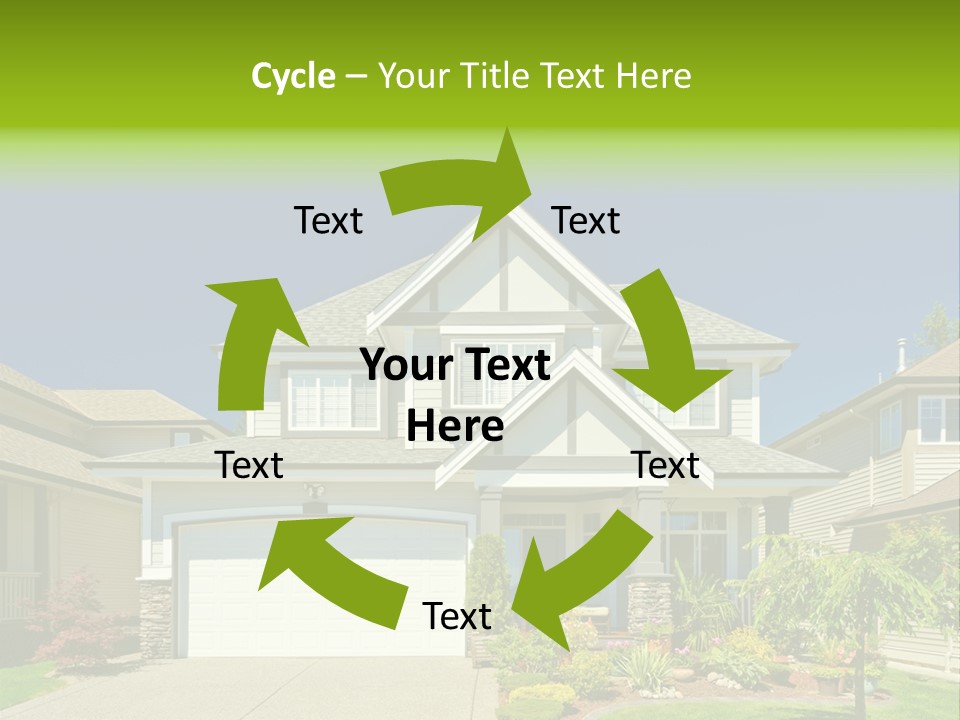 A House With A Green Sign In Front Of It PowerPoint Template