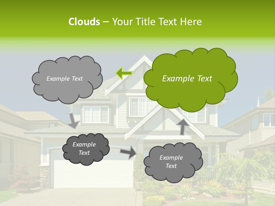 A House With A Green Sign In Front Of It PowerPoint Template