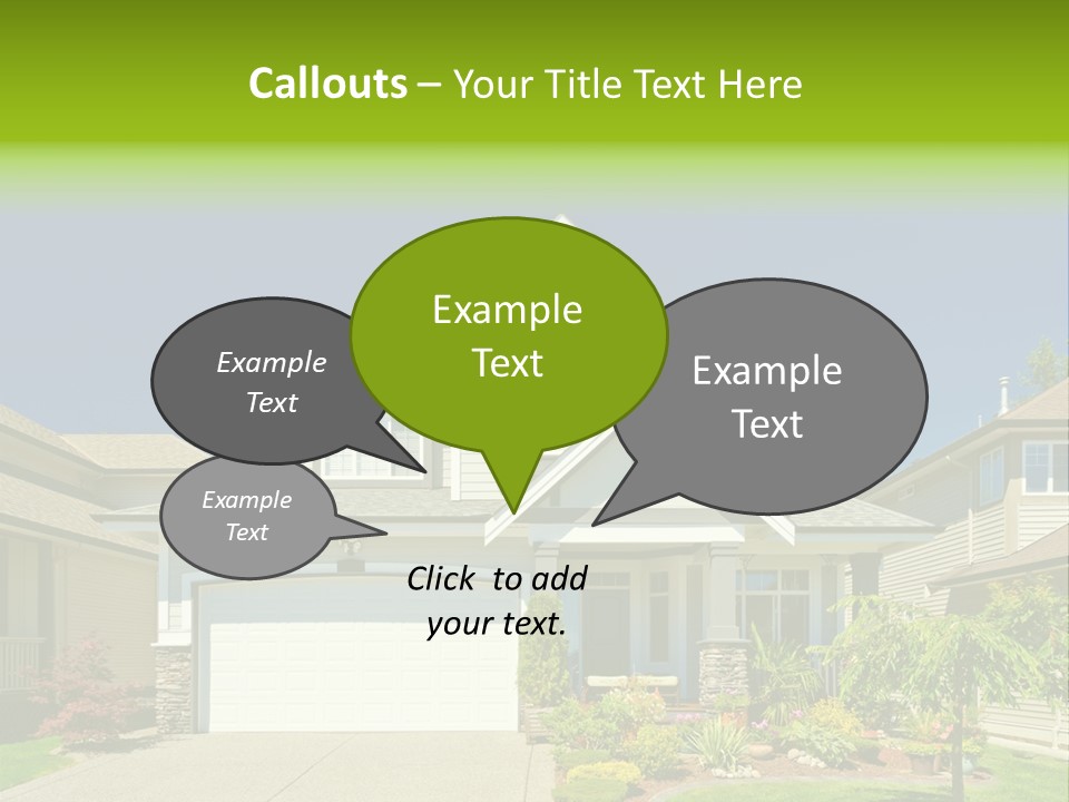A House With A Green Sign In Front Of It PowerPoint Template