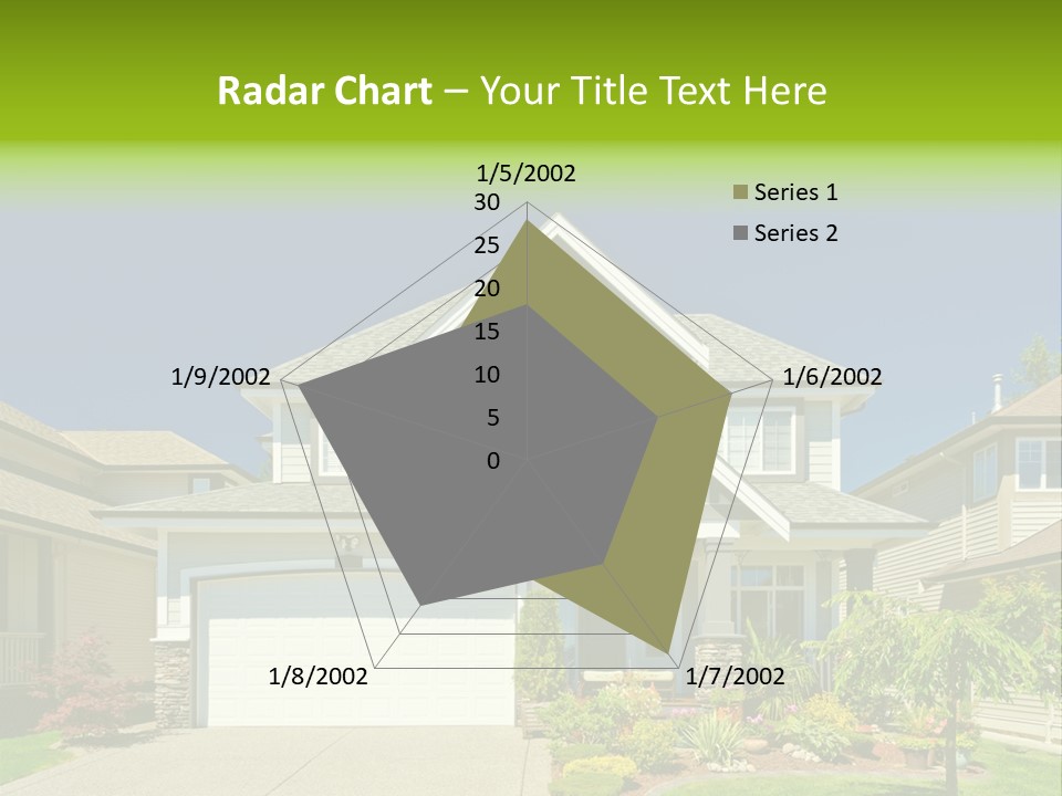 A House With A Green Sign In Front Of It PowerPoint Template