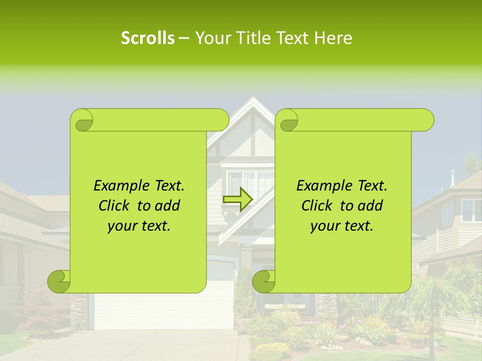 A House With A Green Sign In Front Of It PowerPoint Template