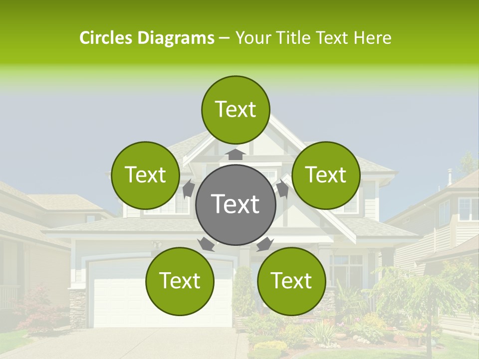 A House With A Green Sign In Front Of It PowerPoint Template