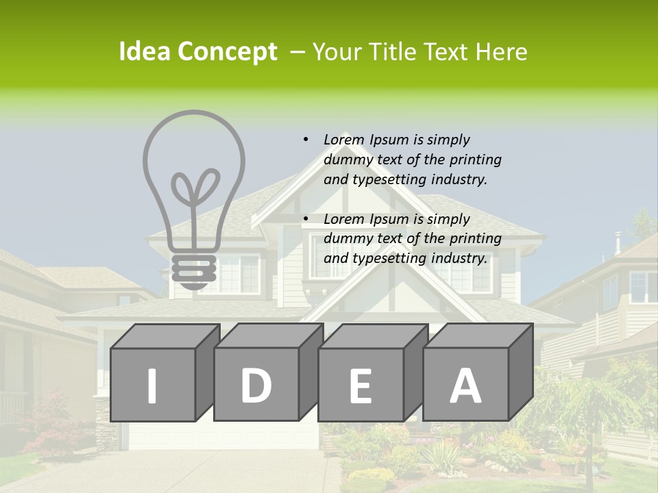 A House With A Green Sign In Front Of It PowerPoint Template