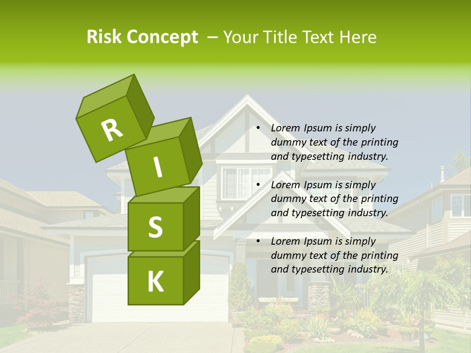 A House With A Green Sign In Front Of It PowerPoint Template