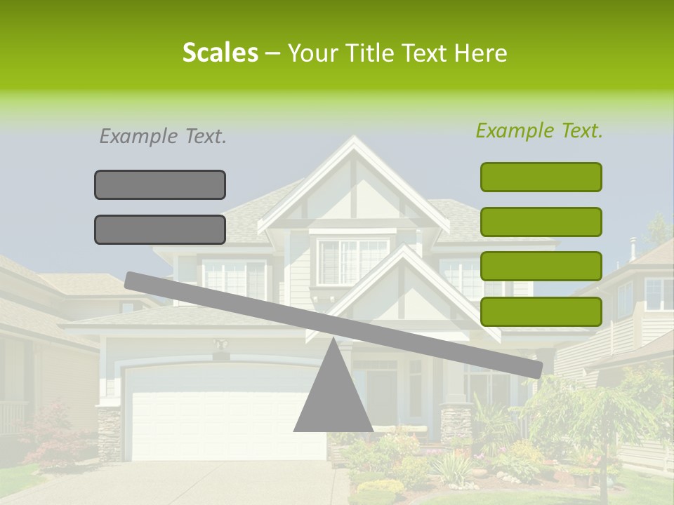 A House With A Green Sign In Front Of It PowerPoint Template