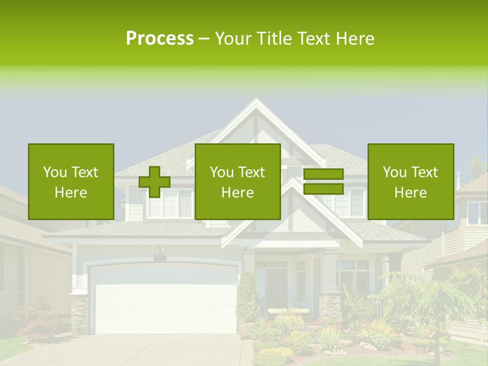 A House With A Green Sign In Front Of It PowerPoint Template