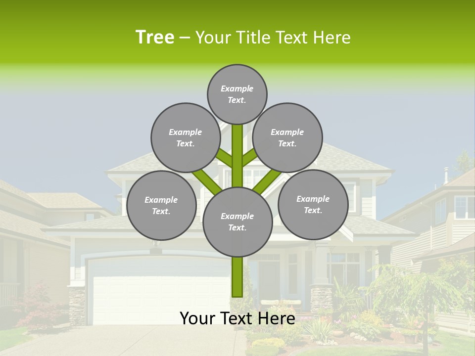A House With A Green Sign In Front Of It PowerPoint Template