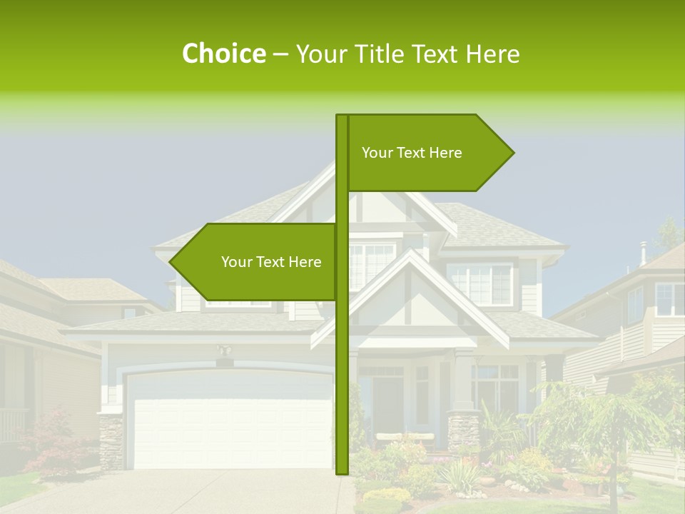 A House With A Green Sign In Front Of It PowerPoint Template