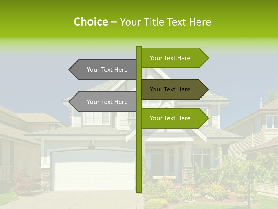 A House With A Green Sign In Front Of It PowerPoint Template