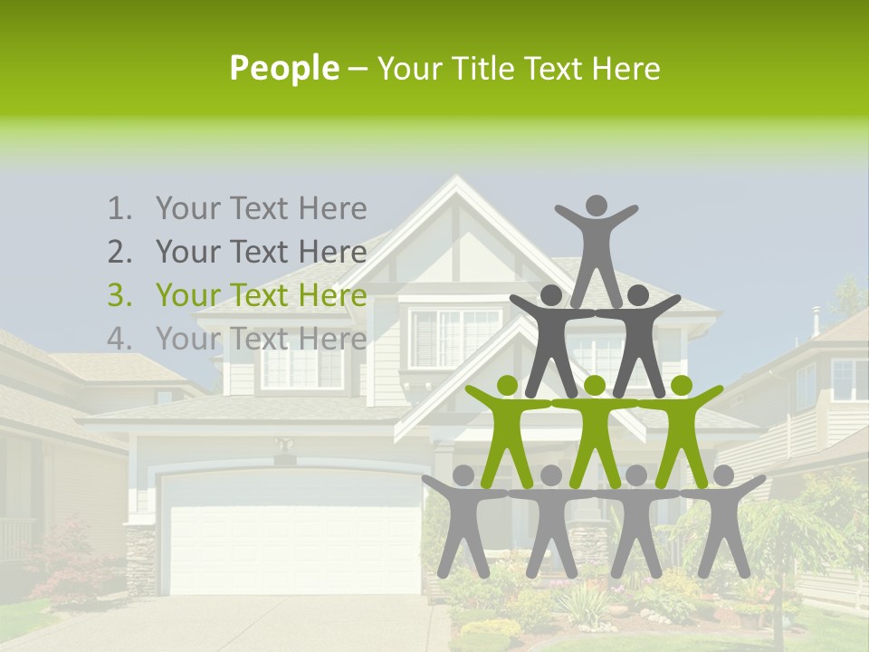 A House With A Green Sign In Front Of It PowerPoint Template
