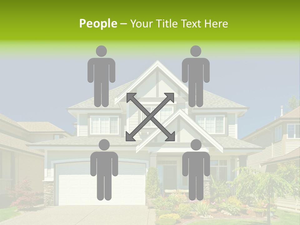 A House With A Green Sign In Front Of It PowerPoint Template