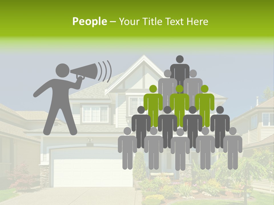 A House With A Green Sign In Front Of It PowerPoint Template