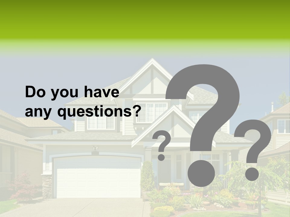 A House With A Green Sign In Front Of It PowerPoint Template