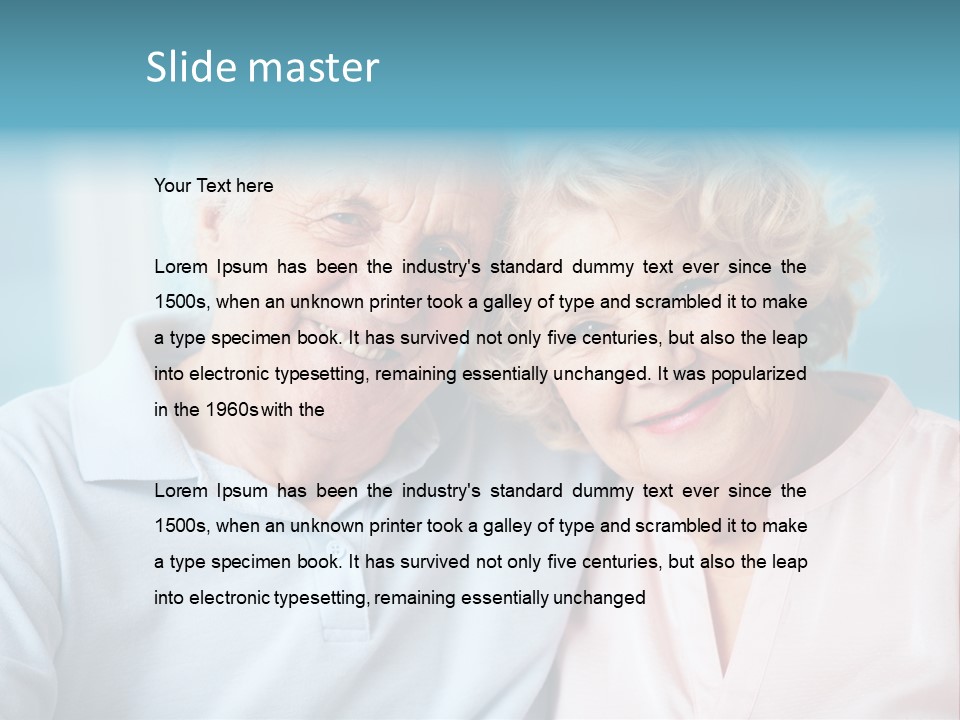 An Elderly Couple Is Smiling For The Camera PowerPoint Template