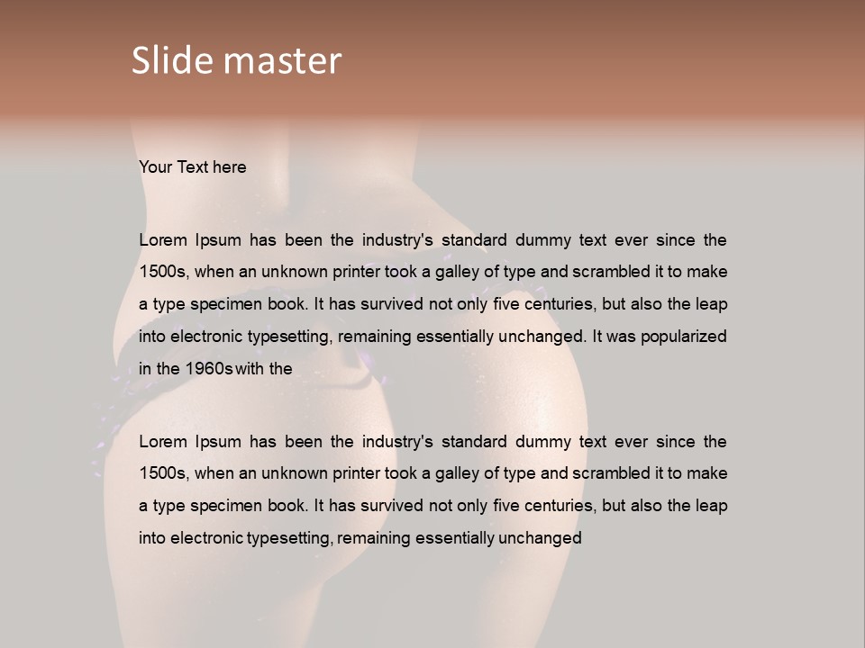 A Woman In A Purple Bikini With Her Butt Exposed PowerPoint Template