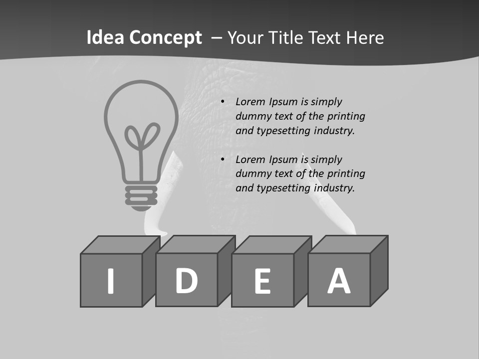 Dark Background Huge Elephant PowerPoint Template