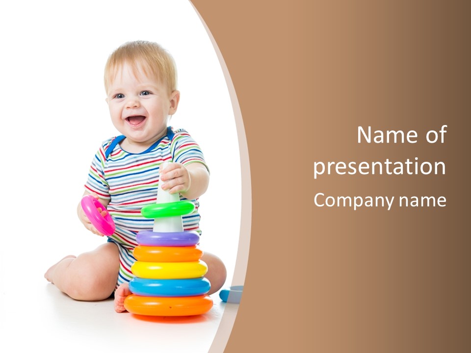 A Baby Playing With A Stack Of Colorful Toys PowerPoint Template